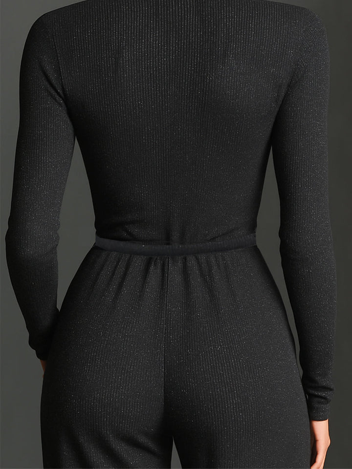 Elegant Women's Knit Jumpsuit with Front Zip