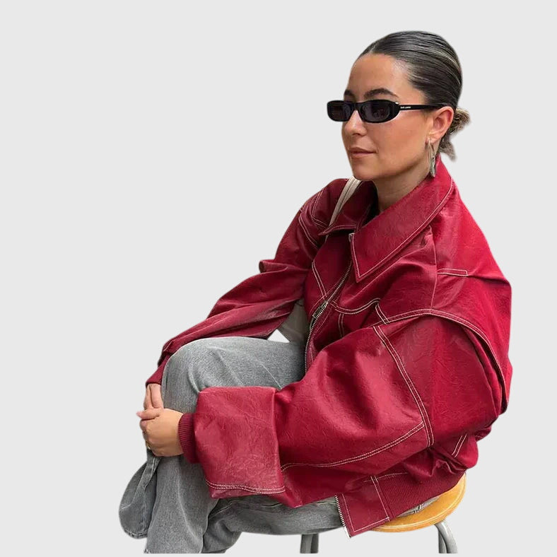 Faye™ | Oversized Leather Jacket