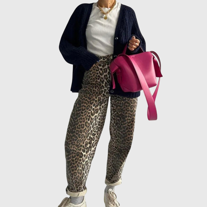 Chandra™ | Vintage Jeans with Leopard Print